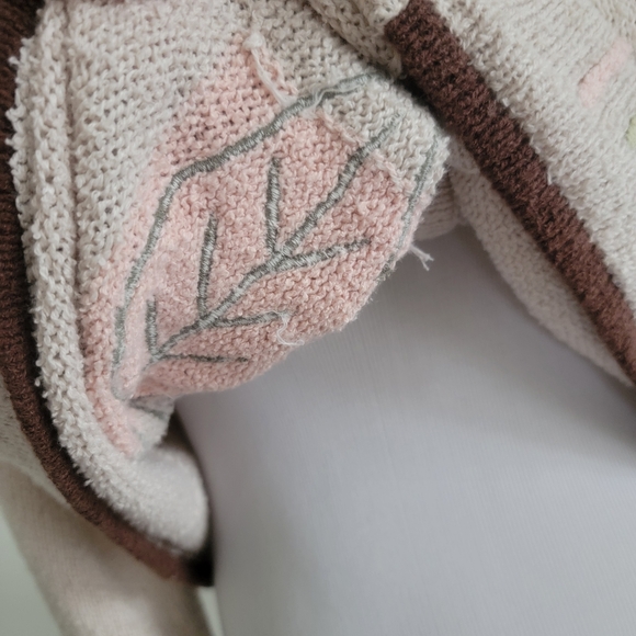 Vintage AnnTrinity Womens Cream Leaf Embroidered Cardigan/Jacket Sweater Knited - Picture 4 of 11